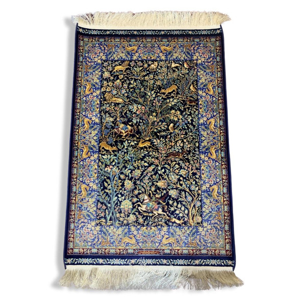 Hunting Scene Silk Carpet 60x90 Cm Machine Made Silk Carpet | Premium Handcrafted Gift & Cultural Souvenir - Luxury Handcrafted Art Craftihouse Dubai