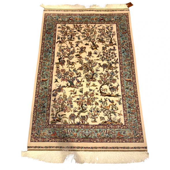 Garden Scene Floral Silk Carpet - 150x100 Cm Machine-made Area Rug Elegant Silk Carpet New Home Gift Gift For Her Stunning Decorative Rug | Premium Islamic Prayer Mat | Traditional - Luxury Handcrafted Art Craftihouse Dubai