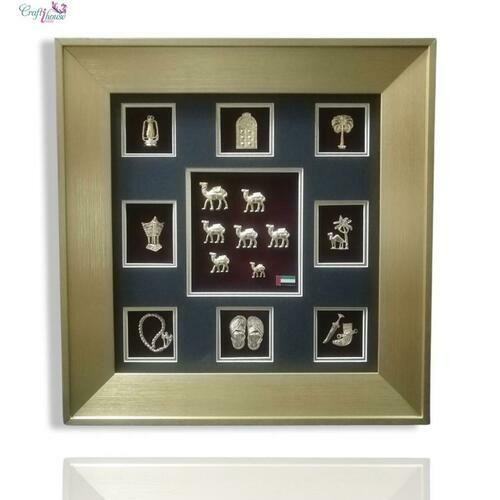 With Silver Plated Metal Handcrafted Fridge Memento Traditional Home Decor - Luxury Handcrafted Art Craftihouse Dubai