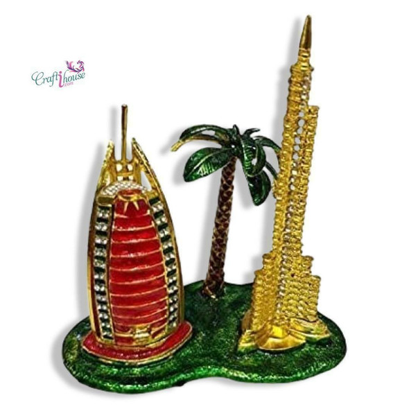 Burj Al Arab & Burj Traditional Magnetic Decor Elegant Cultural Memento - Luxury Handcrafted Art Craftihouse Dubai