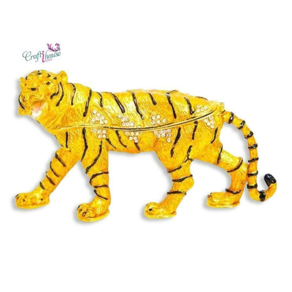 Gold-colored Metal Classic Tiger Figurine Handcrafted Fridge Memento Traditional Home Decor - Luxury Handcrafted Art Craftihouse Dubai