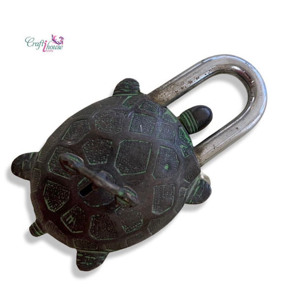Turtle Lock Vintage Lock Brass Turtle Lock Handmade Lock | Traditional Mechanism Sculpture | Whimsical Home Accessory - Luxury Handcrafted Art Craftihouse Dubai