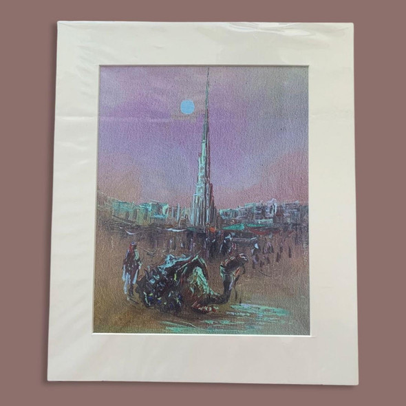 A professional-grade Burj Khalifa canvas print displayed in a sleek office setting, enhancing modern workspace aesthetics.