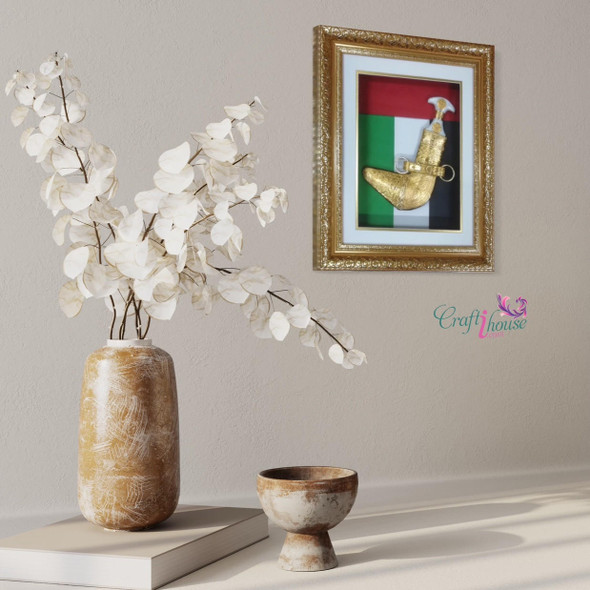 Golden Dagger Frame Khanjar Traditional | Boutique Clay Khanjar | Sophisticated Heritage Piece - Luxury Handcrafted Art Craftihouse Dubai