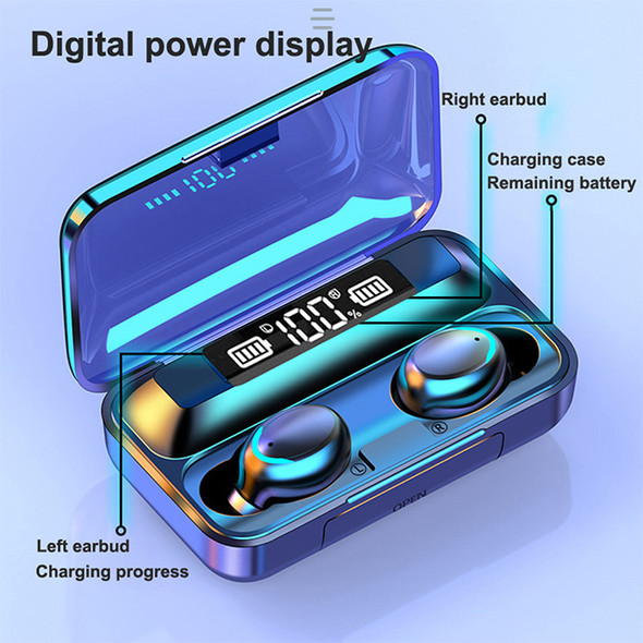 F9-5 TWS 5.1 Wireless Bt Earphone Touch Earbuds Music IPX7 LED Display F9-5 TWS 5.1 Wireless Bt Earphone Touch Earbuds Music IPX7 LED Display