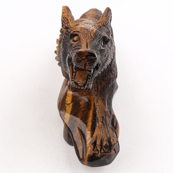 Crystal Carved Gemstone Wolf Domineering Fengshui | Luxury Artisan Heart Stone | Unique Natural Deco - Luxury Handcrafted Art Craftihouse Dubai
