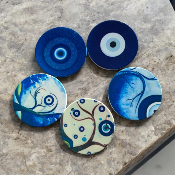 Blue Eye Tea Coasters | Premium Handcrafted Memento | High-end Heritage Art - Luxury Handcrafted Art Craftihouse Dubai