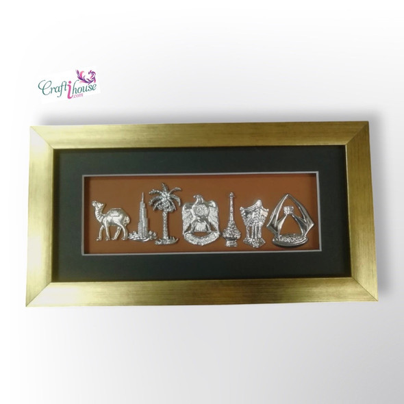 Dubai Souvenir Frame | Dubai Iconic Buildings In Golden Frame | Seven Emirates Souvenir Frame - Luxury Handcrafted Souvenir Craftihouse Dubai