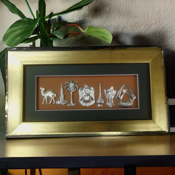 Dubai Souvenir Frame | Dubai Iconic Buildings In Golden Frame | Seven Emirates Souvenir Frame - Luxury Handcrafted Souvenir Craftihouse Dubai