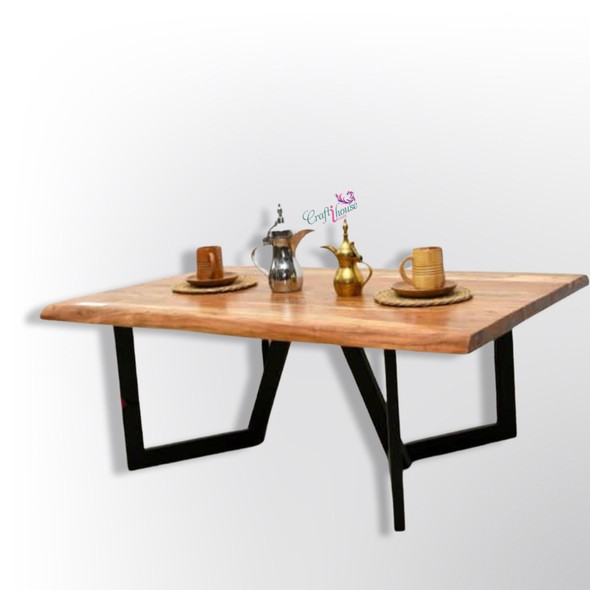 Vintage Solid Wood Metal Coffee Table Handmade Serving Coffee Table Living Room Decor 120x80x45cm | Premium Handcrafted Gift & Cultural Souvenir - Luxury Handcrafted Art Craftihouse Dubai