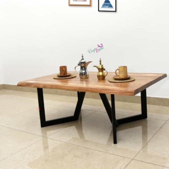 Vintage Solid Wood Metal Coffee Table Handmade Serving Coffee Table Living Room Decor 120x80x45cm | Premium Handcrafted Gift & Cultural Souvenir - Luxury Handcrafted Art Craftihouse Dubai