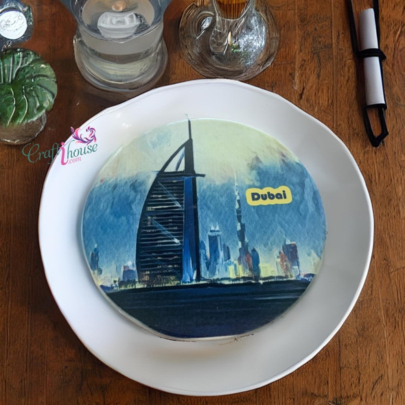 Burj Alarab Plate Coaster 16 Cm | Burj Alarab Souvenir | Gift From Dubai | Plate Coaster | Decorative Printed Ceramic - Luxury Handcrafted Souvenir Craftihouse Dubai