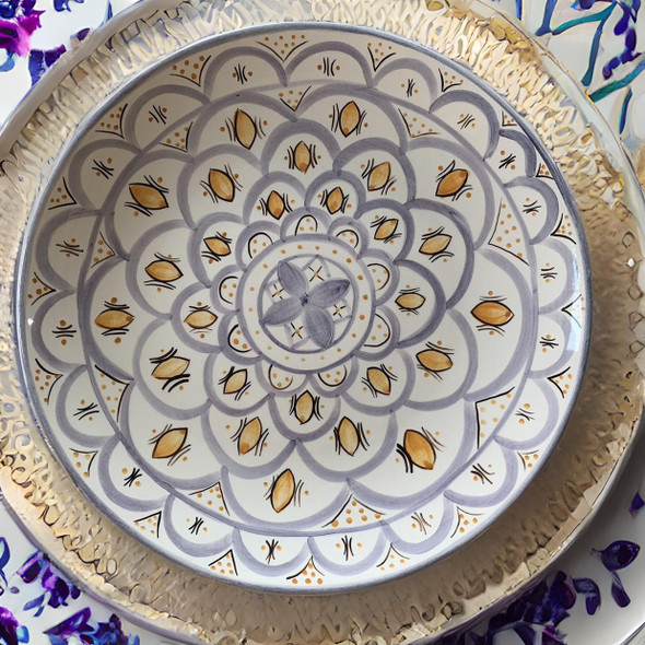 A grand 35 cm ceramic plate featuring authentic Moroccan design, suitable for both display and functional use.