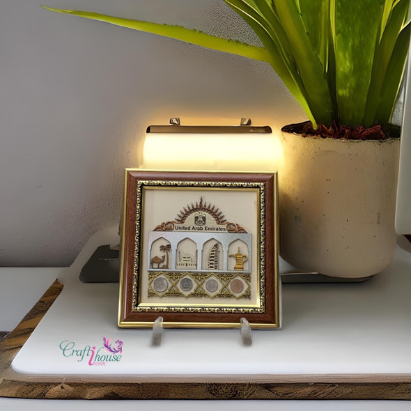 Emirates Collectible Coins Frame Wood | Artisan Home Decor | Unique Middle Eastern Piece - Luxury Handcrafted Art Craftihouse Dubai