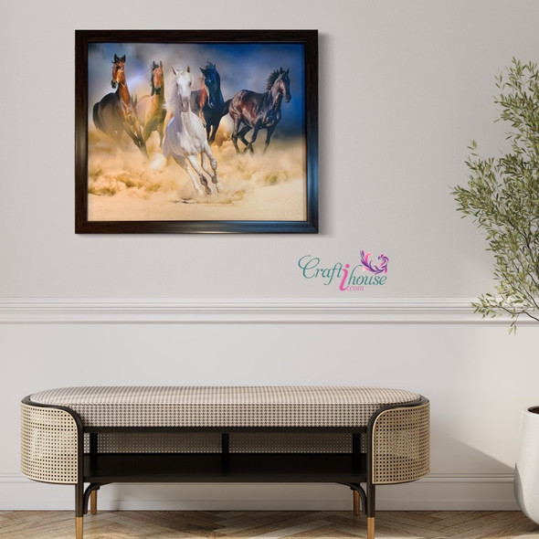 5 Running Horses Canvas | High-resolution Wall Poster - Luxury Handcrafted Art Craftihouse Dubai