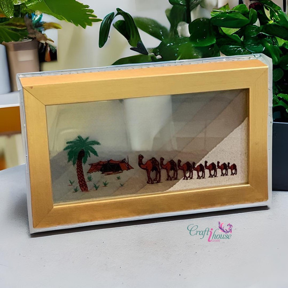 Exclusive Golden Seven Sands Frame Self Boutique Fridge Magnet Authentic Middle Eastern Art Heritage Collection Detail