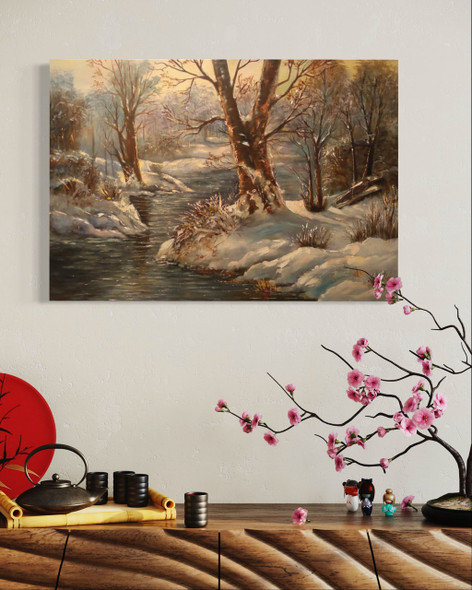 Oil Painting On Canvas Original Oil Painting On Canvas 100x70 Cm Snowing Day Painting | Luxury Heritage Decor & Unique Artisan Piece - Luxury Handcrafted Souvenir Craftihouse Dubai