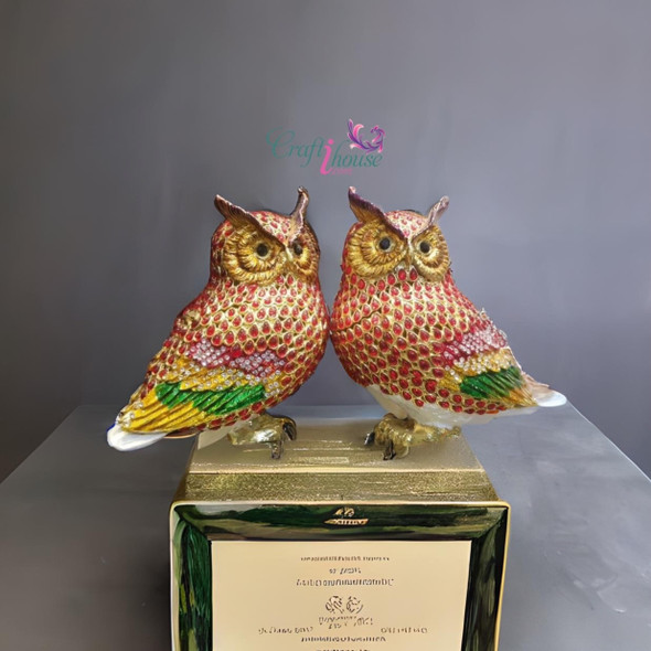 Premium Owl figurines set , Metal owl set , metal owl jewelry box , special birthday gift set High-Quality Design View