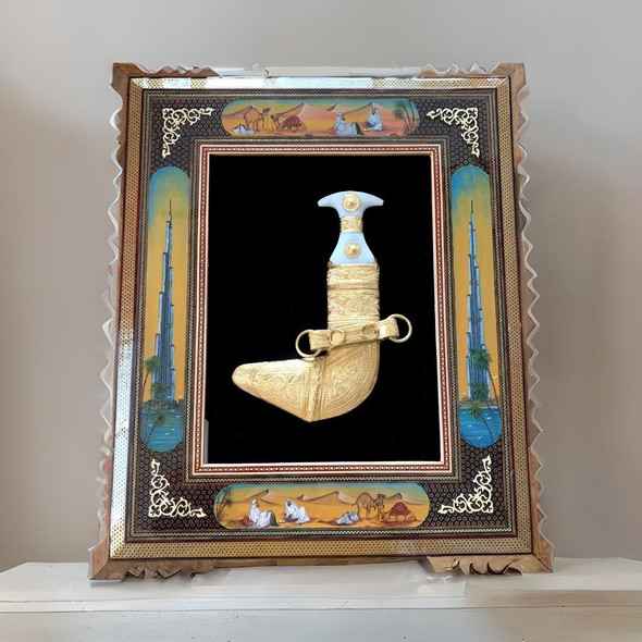 Dagger Framed With Original Frame | Boutique Clay Khanjar | Sophisticated Heritage Piece - Luxury Handcrafted Art Craftihouse Dubai