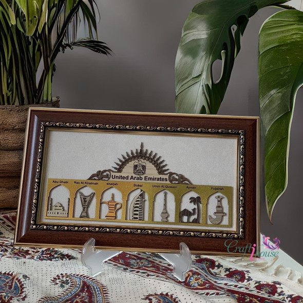 Premium Seven Emirates Frame Wood Handcrafted Fridge Memento Traditional Home Decor High-Quality Design View