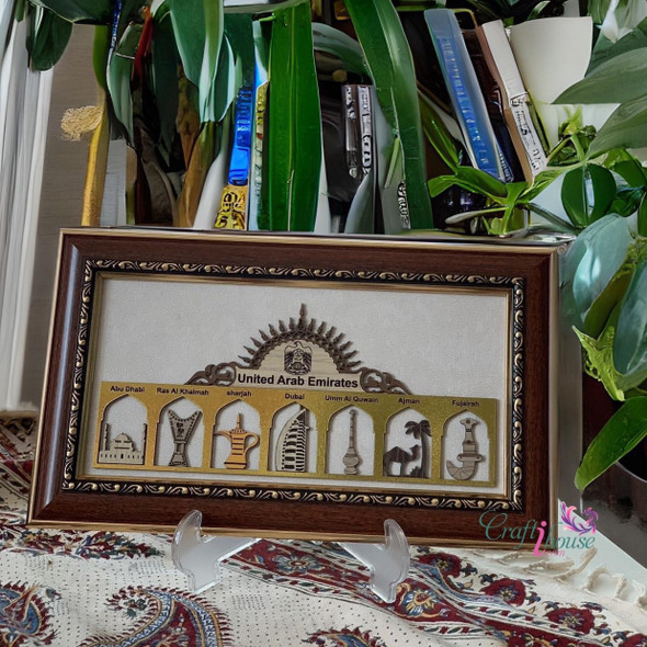 Uae Seven Emirates Frame Wood | High-end Boutique Fridge Magnet | Traditional Craft Art - Luxury Handcrafted Art Craftihouse Dubai