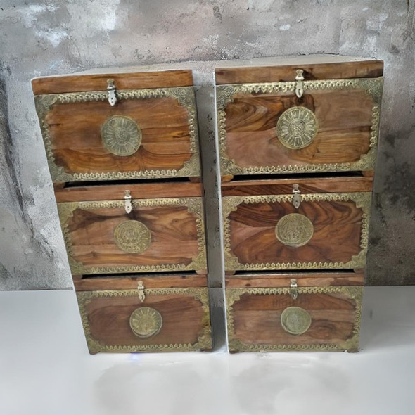 Handmade Brass Inlaid Storage Box Solid Wood Vintage Style Box With Locker Antique Style Home Decor | Premium Wooden & Ceramic Organizer | Luxury Souvenir - Luxury Handcrafted Art Craftihouse Dubai