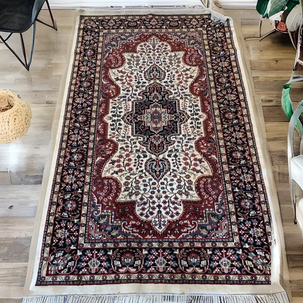 Kashmiri Silk Carpet 4x6 Feet Perfect Handmade Gift For Your Home Handmade Pure Synthetic Silk Carpet | Luxury Heritage Decor & Unique Artisan Piece - Luxury Handcrafted Art Craftihouse Dubai