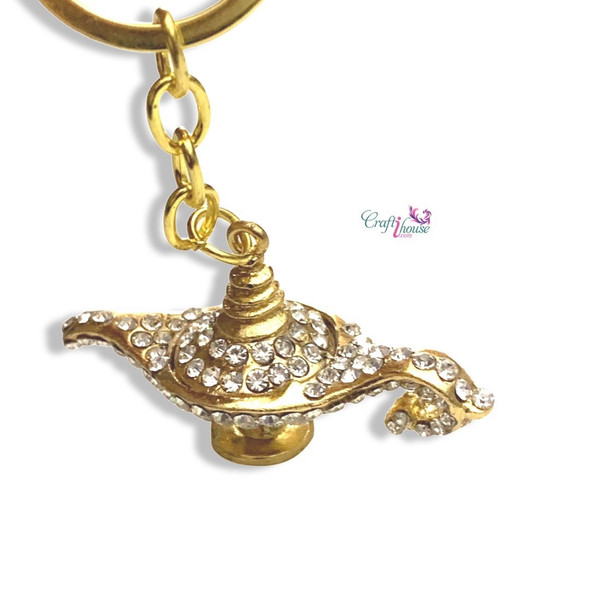 Premium Golden Color Magic Lamp Keychain High-Quality Design View