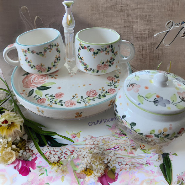 Premium Rose Pattern Ceramic Tea Serving Set High-Quality Design View