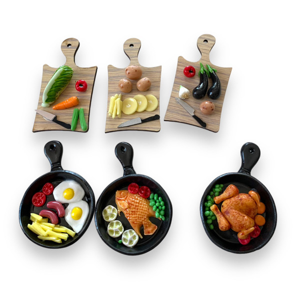 A professional product presentation of the exclusive set of six miniature kitchen fridge magnets from a premier UAE gift shop.