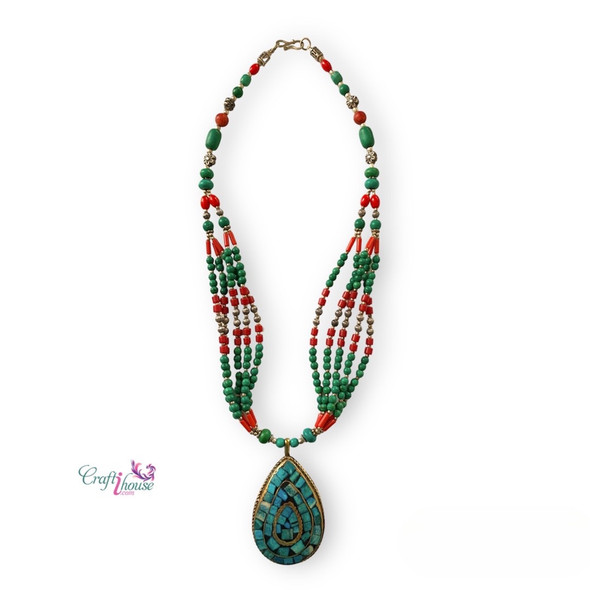 Premium Tibetian Necklace, Beaded Jewelry Necklace, Nepalese Necklace, Wedding Gift For Woman, Bohemian Jewelry,  Baho Jewelry Necklace High-Quality Design View