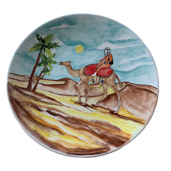 Desert Elegance: Hand-painted Plate Home Artisan Ceramic Magnet Unique Dubai Souvenir - Luxury Handcrafted Art Craftihouse Dubai