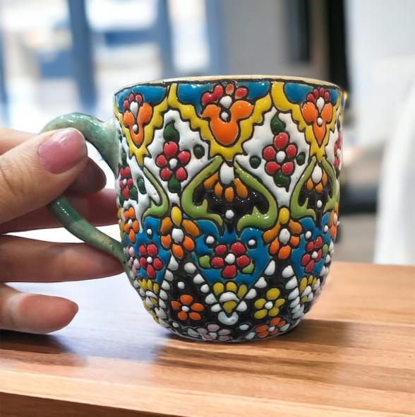 Premium Artisan Hand Painted Clay Mug High-Quality Design View