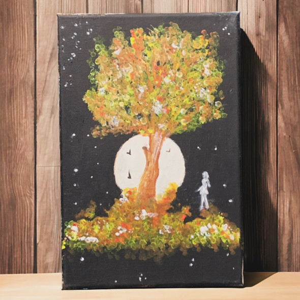 Acrylic Painting On Canvas Moon Tree Original Canvas Painting 30x20 Cm Wall Decor Painting | Premium Handcrafted Gift & Cultural Souvenir - Luxury Handcrafted Souvenir Craftihouse Dubai