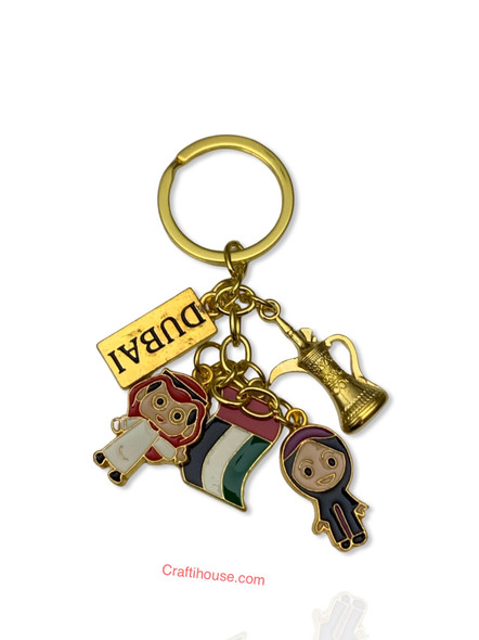 Premium Emirati Elegance Family Key Chain Artisan Ceramic Magnet Unique Dubai Souvenir High-Quality Design