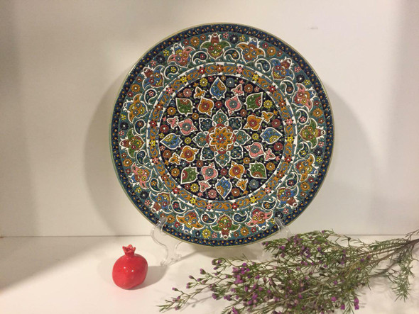 Luxury Handcrafted 35cm Enamel Pottery Plate Premium Design Showcase