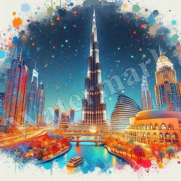 Color Burst Landmarks: Burj | Creative Home Decor Print - Luxury Handcrafted Art Craftihouse Dubai