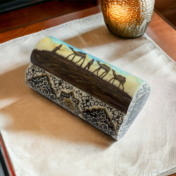 Hand-painted camel bone decorative box 15x8cm original artwork VIP Dubai gift