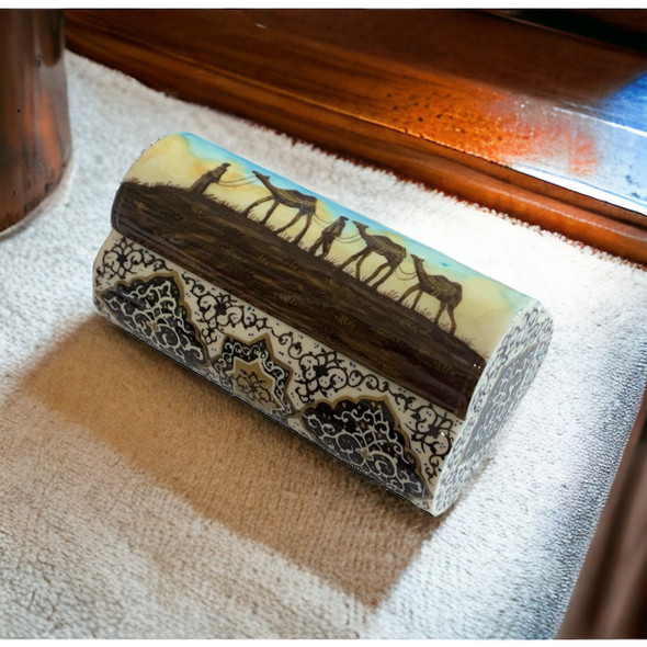 Hand-painted camel bone decorative box