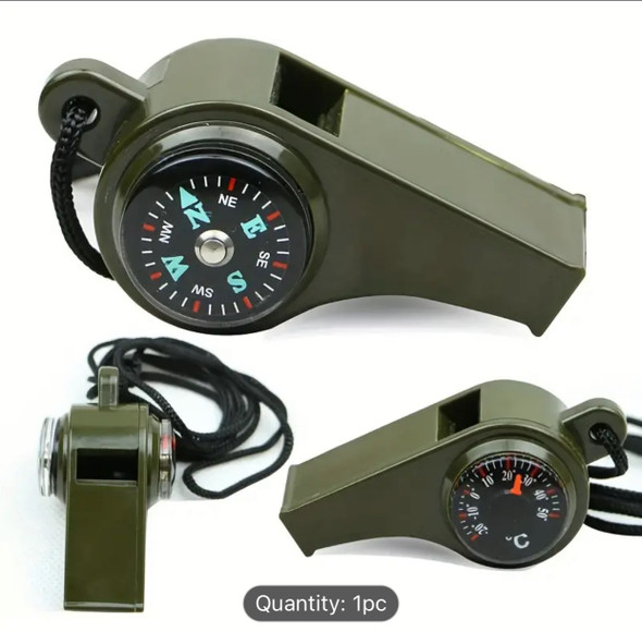 Premium 3-in-1 Emergency Survival Whistle with Compass, Thermometer, and Referee Cheerleading Function High-Quality Design