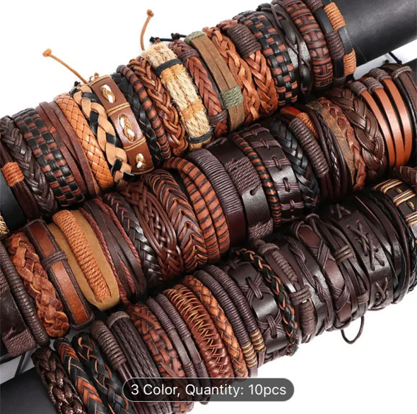 10pcs Mixed Leather Bracelets For | Luxury Heritage Gift - Luxury Handcrafted Art Craftihouse Dubai