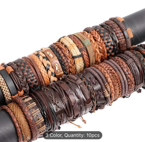 Exclusive 10pcs Mixed Leather Bracelets For Heritage Collection Detail