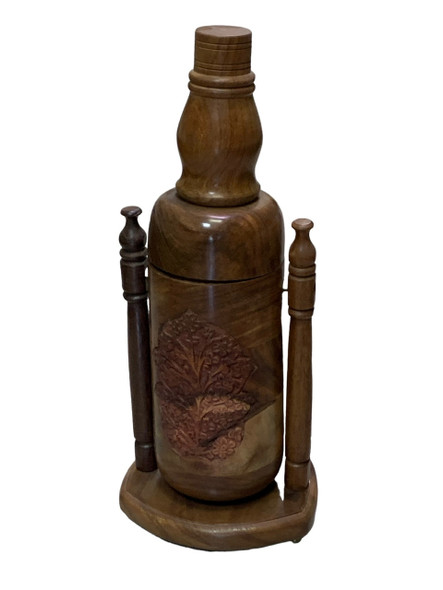 Vintage Style Wooden Wine Bottle For Christmas Home Decor For Him For Antique Lovers | Premium Handcrafted Gift & Cultural Souvenir - Luxury Handcrafted Art Craftihouse Dubai
