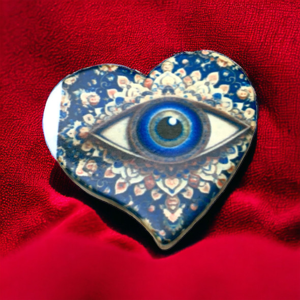 Blue Eye Heart Shape Ceramic 7 Cm Ceramic Blue Eye - Lucky Charm And Evil Eye Protection | Luxury He - Luxury Handcrafted Art Craftihouse Dubai