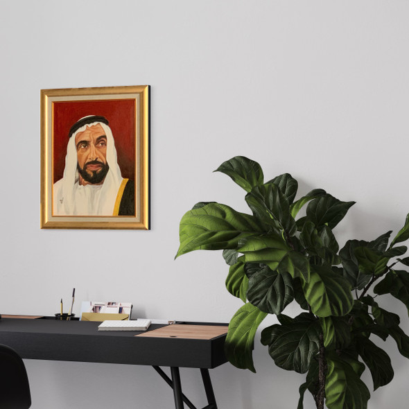 H.h Sheikh Zayed Portrait - Majestic Original Acrylic Painting (45x60 Cm) - Timeless Tribute To Visionary Leader | Premium Handcrafted Gift & Cultural Souvenir - Luxury Handcrafted Souvenir Craftihouse Dubai