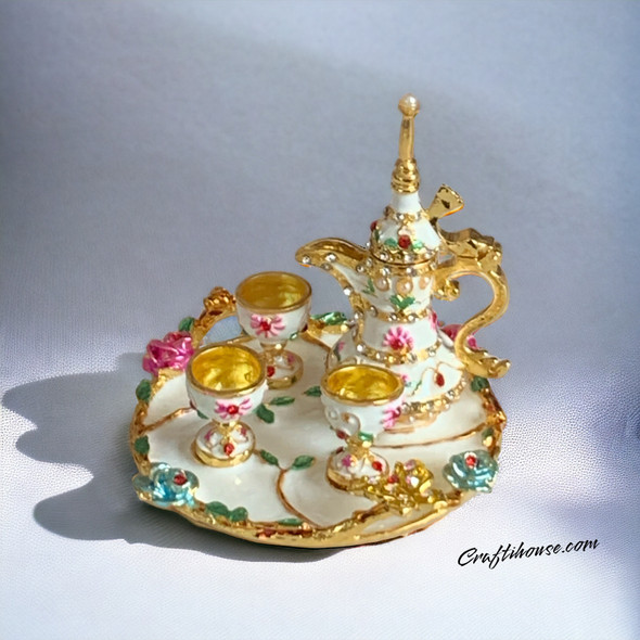 Miniature Coffee Set Golden And | Artisan Home Decor Piece - Luxury Handcrafted Art Craftihouse Dubai