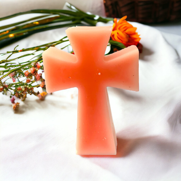 High-quality paraffin wax cross-shaped candle, ready to enhance your home’s aesthetic.