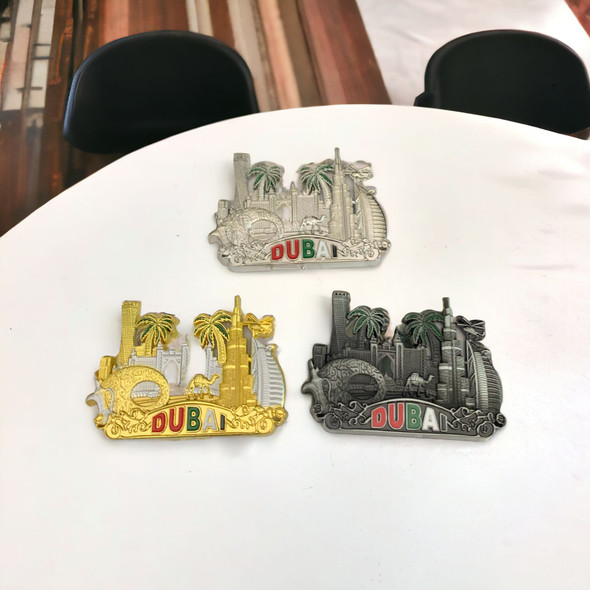 Dubai Skyline Fridge Magnets Set | 3 Pieces Stunning Dubai Kitchen Magnet Set | Whiteboard Magnets Set | Travel Souvenir - Luxury Handcrafted Souvenir Craftihouse Dubai