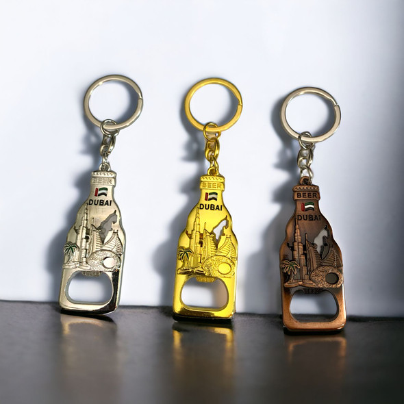 Dubai Skyline Keychains Bottle Opener Set | 3 Pieces Metal Dubai Key Rings For Bag | Car Key Rings Set | Travel Souvenir - Luxury Handcrafted Souvenir Craftihouse Dubai