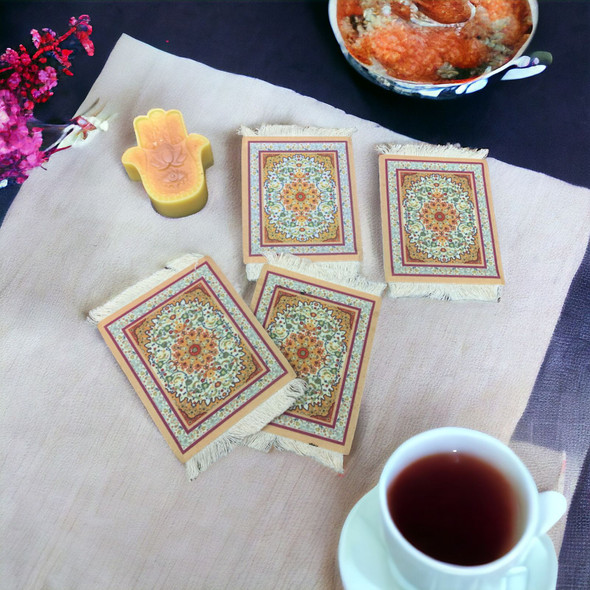 Carpet Pattern Tea Coaster | Artisan Home Decor Souvenir - Luxury Handcrafted Art Craftihouse Dubai